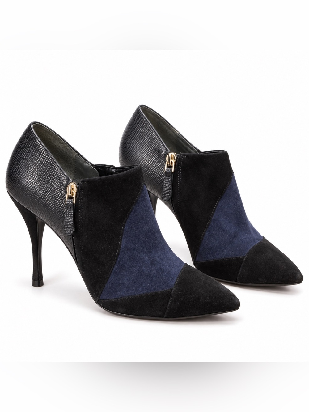 Tory Burch Colorblock Suede Leather Pointed Toe Booties 9.5M